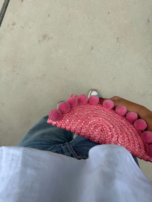Roze Pompon Clutch