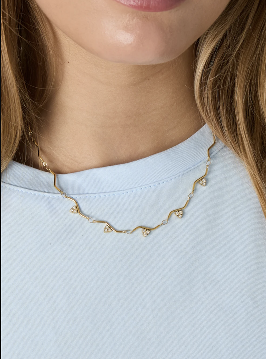 Zigzag Ketting met Strass Steentjes