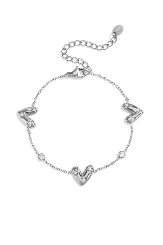 Drie Harten Zirkonia armband