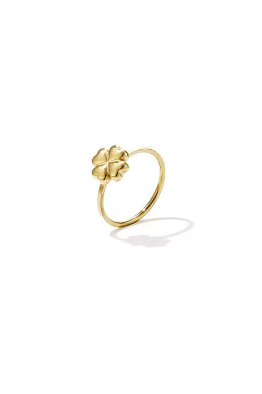 Minimalistische ring klavertje goud - productfoto