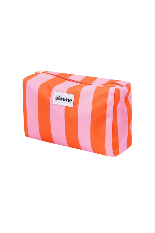 Gimme makeup tas roze oranje streep - gedragen