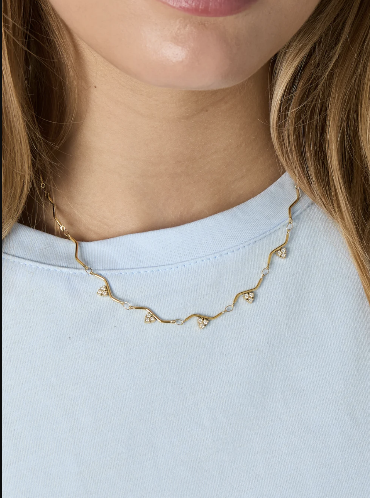 Zigzag Ketting met Strass Steentjes