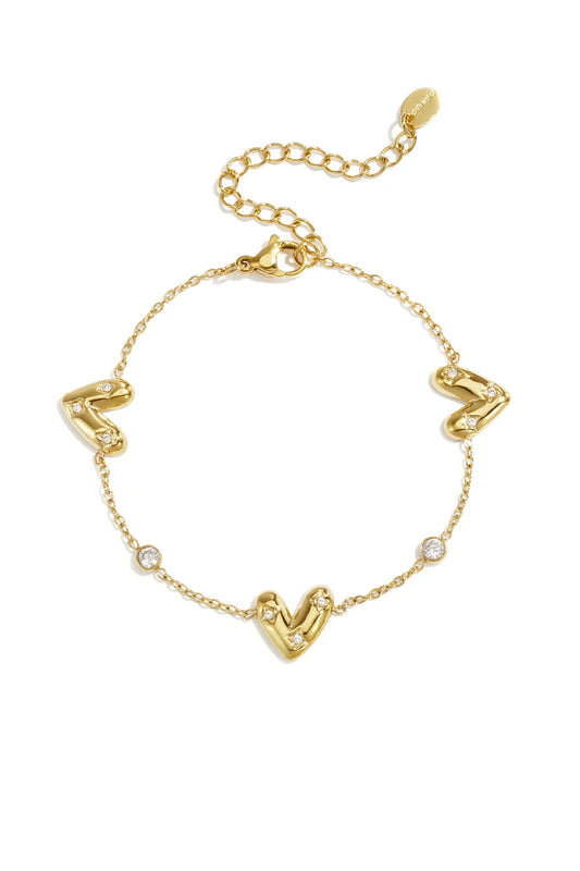 Drie Harten Zirkonia armband