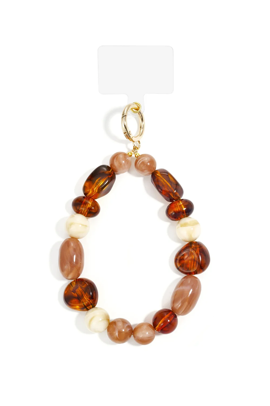 Telefoonketting met acrylkralen in aardetinten