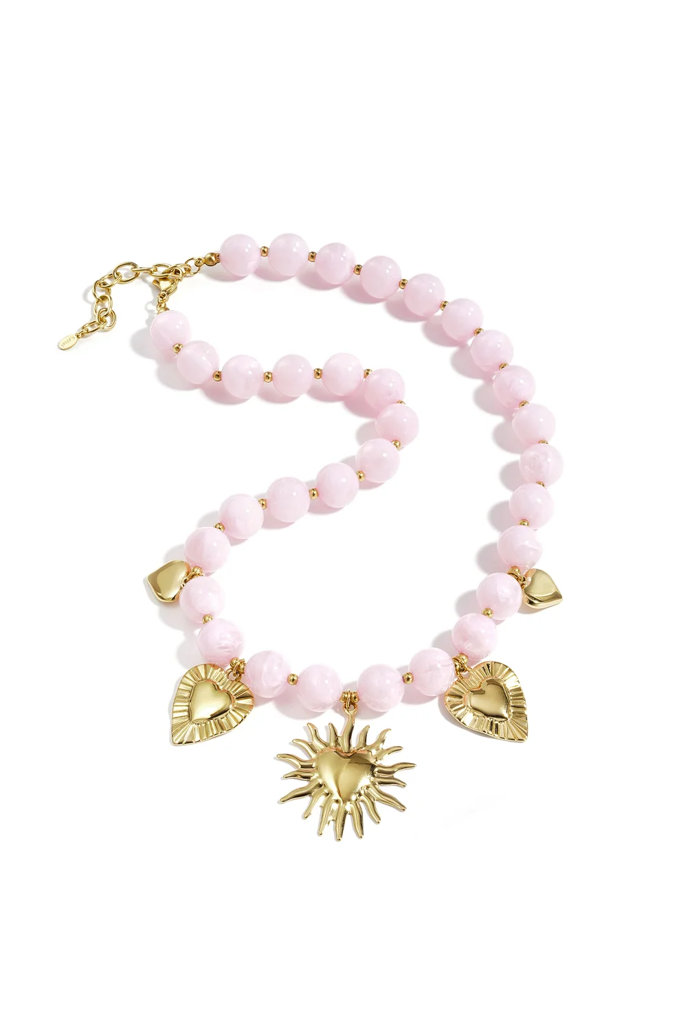 Kralenketting met Gouden Harten en Zon Hanger