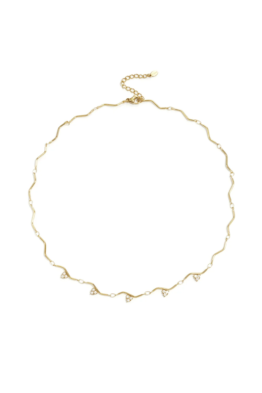 Zigzag Ketting met Strass Steentjes